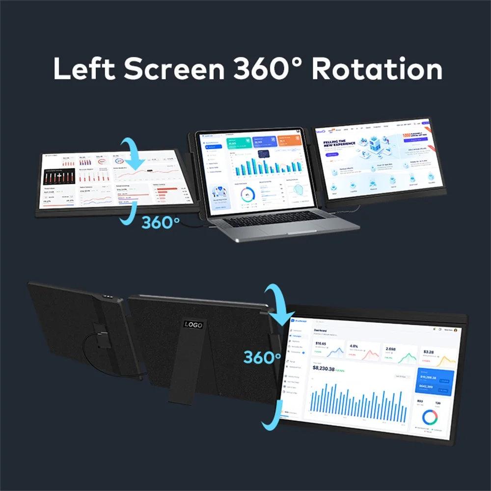 Rospider 14″ Portable Monitor – IPS Type-C, 1920×1080, Rotatable Swivel Display
