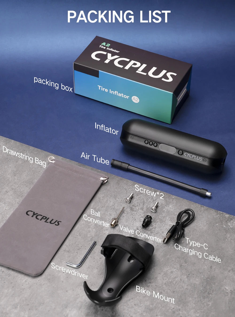 CYCPLUS Portable Air Pump 150PSI Smart Electric Inflator for Car, Bike, Motorcycle & Ball with Type-C Charging