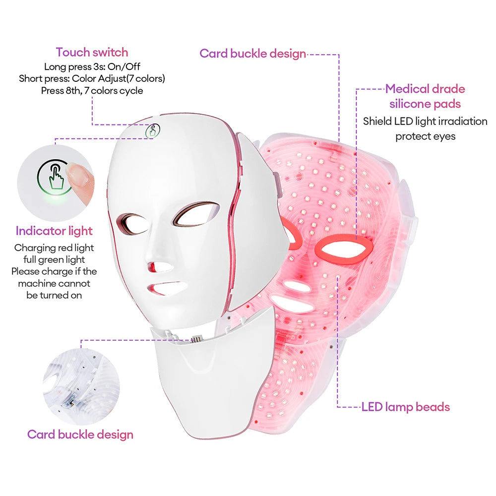 Foreverlily LED Facial & Neck Mask Set – Lightweight Home Skin Rejuvenation