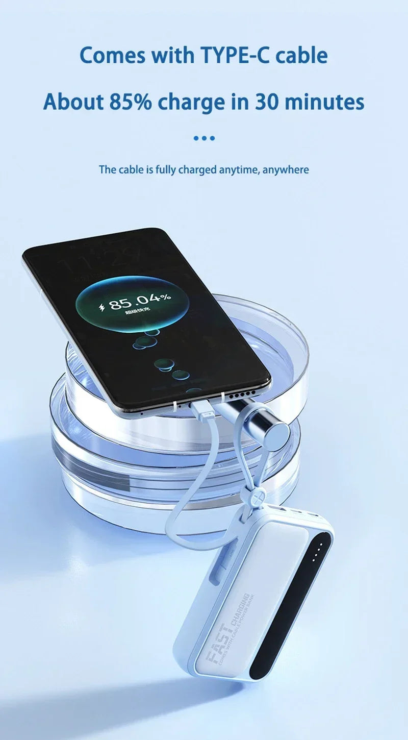 High-Capacity Power Bank 120W – Built-in 4 Cables, Digital Display (10000mAh / 30000mAh / 50000mAh)