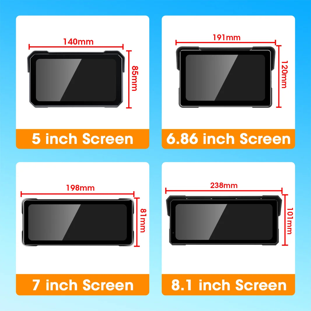 Jansite Portable Motorcycle CarPlay Screen – Dual Bluetooth, WiFi, IPX7 Waterproof