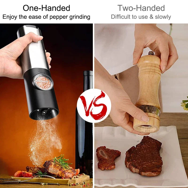 Automatic Salt & Pepper Grinder Set – Electric USB Rechargeable Spice Mills