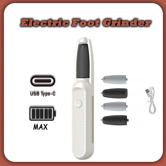 NSOUR Professional Electric Foot Callus Remover – Long Handle, Waterproof, 4 Heads