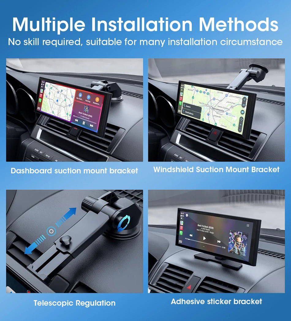 T369 11.26″ Wireless CarPlay Screen with 4K Rotatable Camera