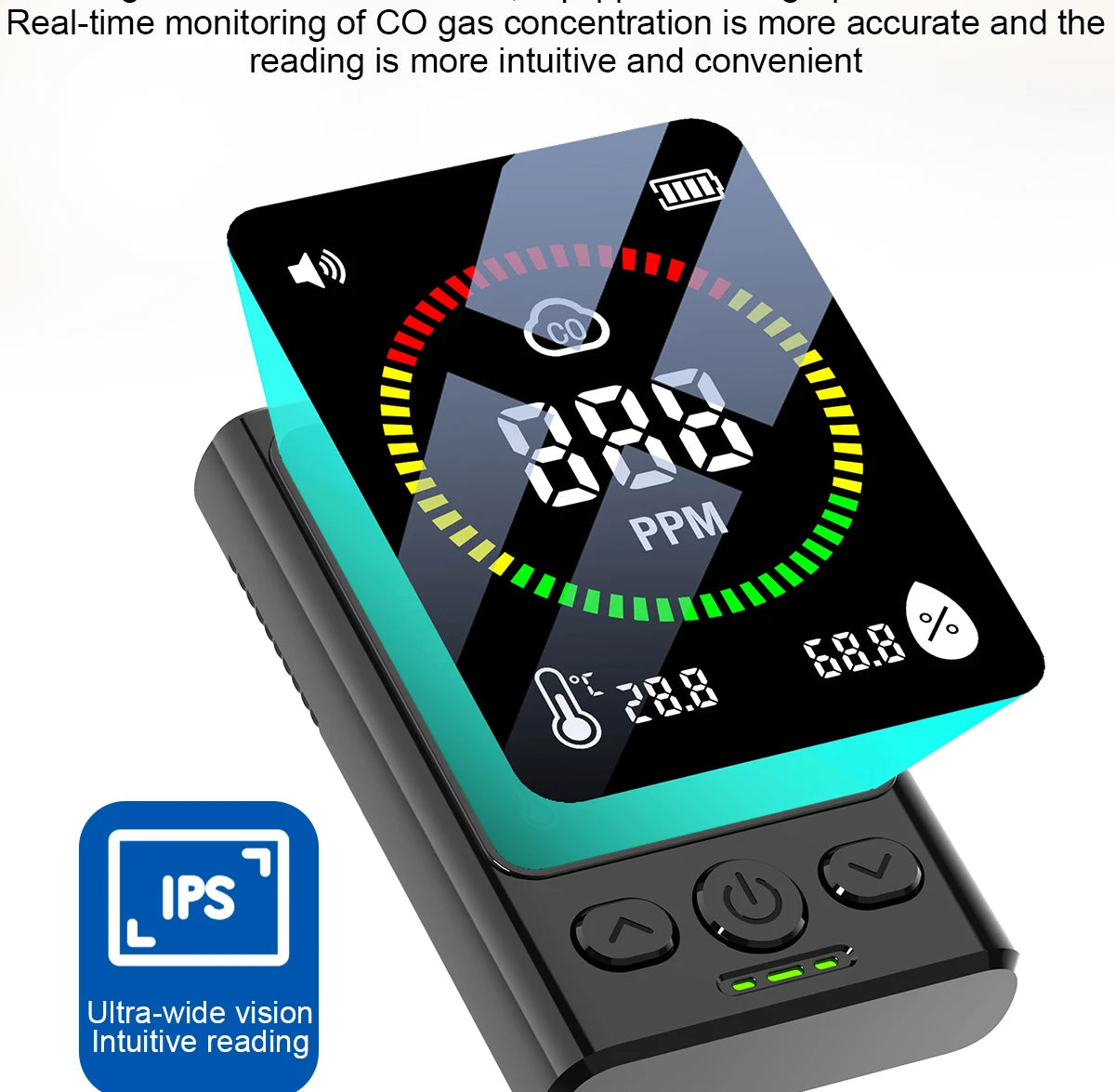 Portable Carbon Monoxide Detector with LCD Display, 85dB Alarm, Temp & Humidity Monitor, USB-C Rechargeable