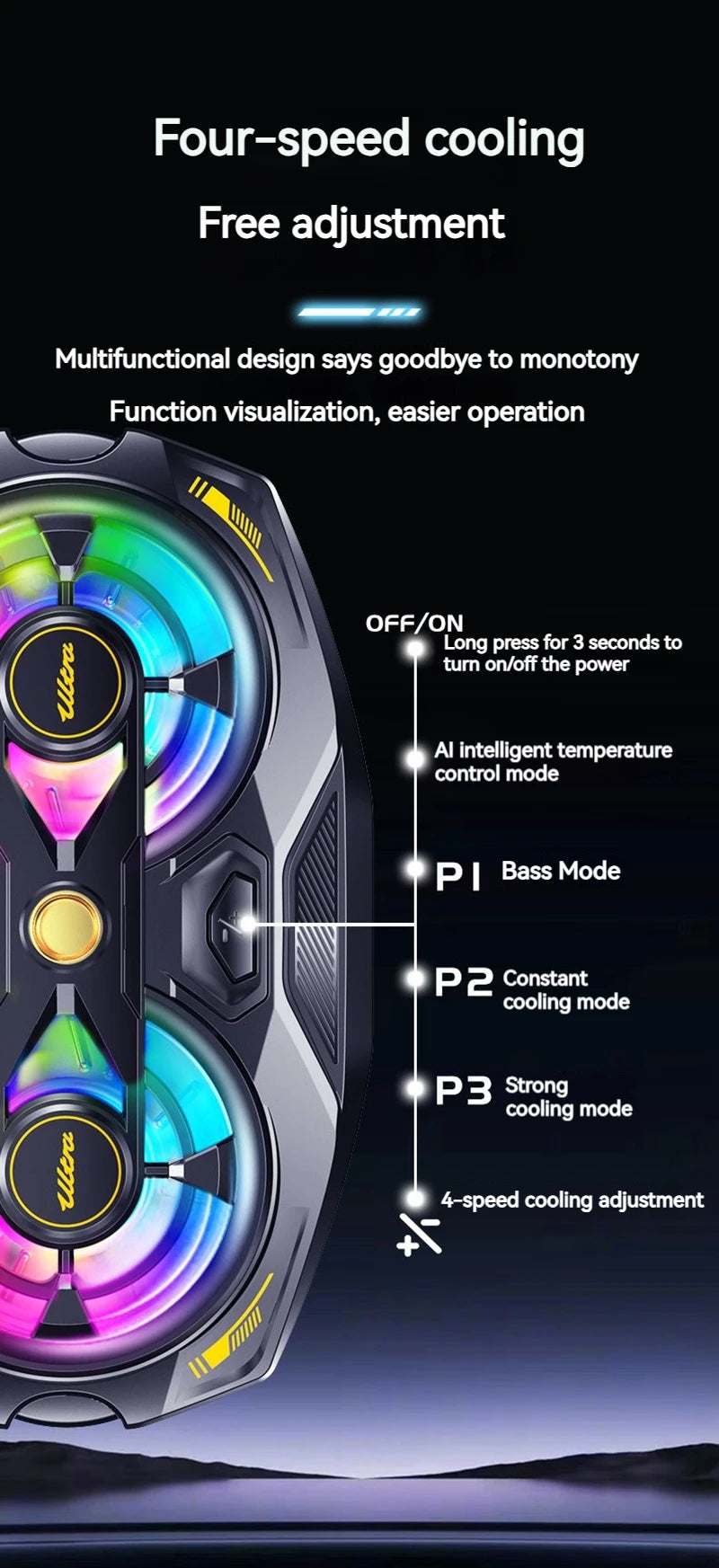 K32 Smartphone Cooler | Dual-Core Radiator, Digital Temperature Display & RGB