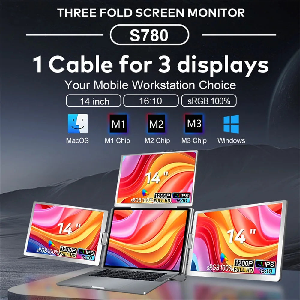 Rospider 16″ Portable Monitor – 1920×1200 IPS, 16:10, USB-C Swivel Display