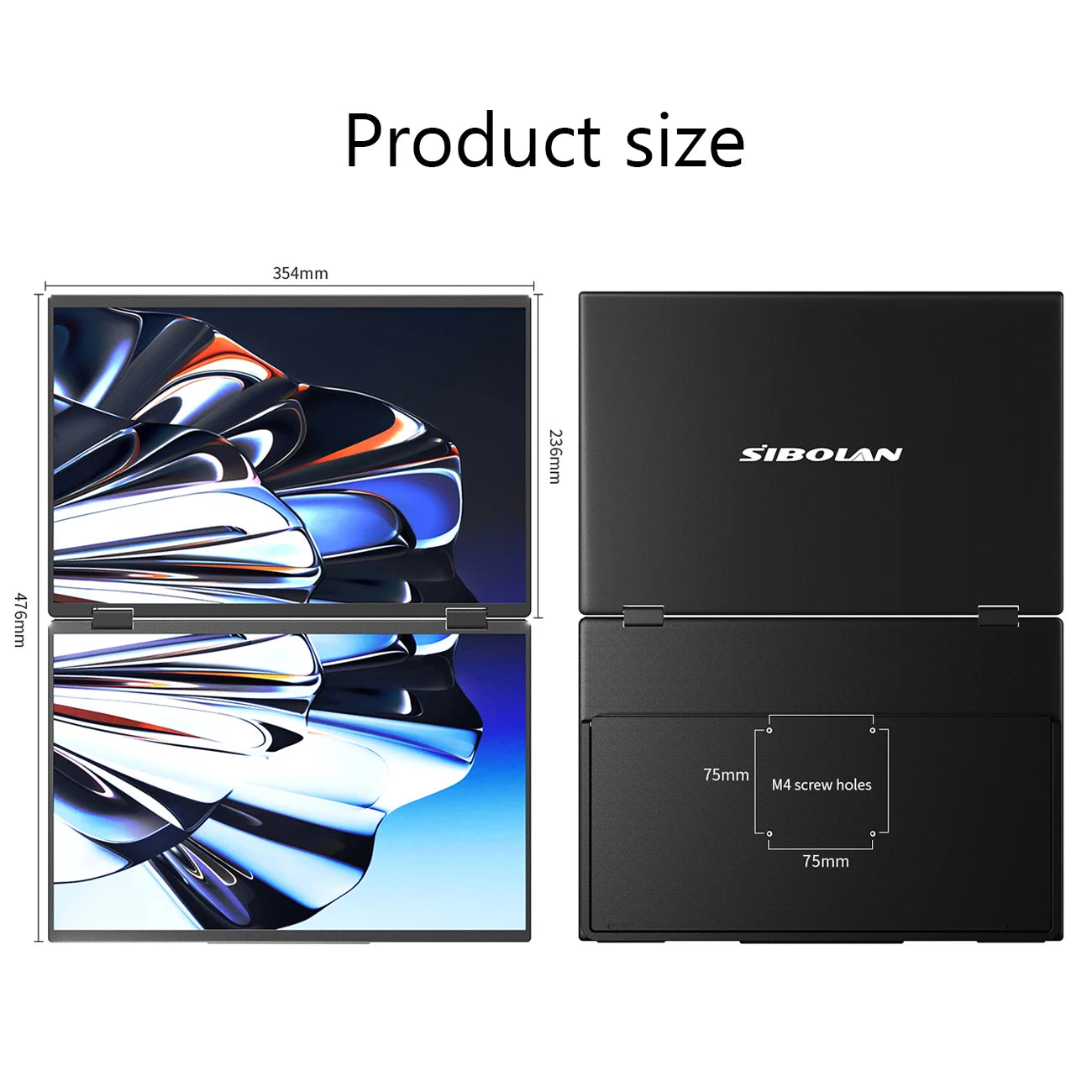 SIBOLAN 16 Inch Dual Screen Laptop Extender | 2.5K 1600P IPS | USB-C HDMI Portable Monitor
