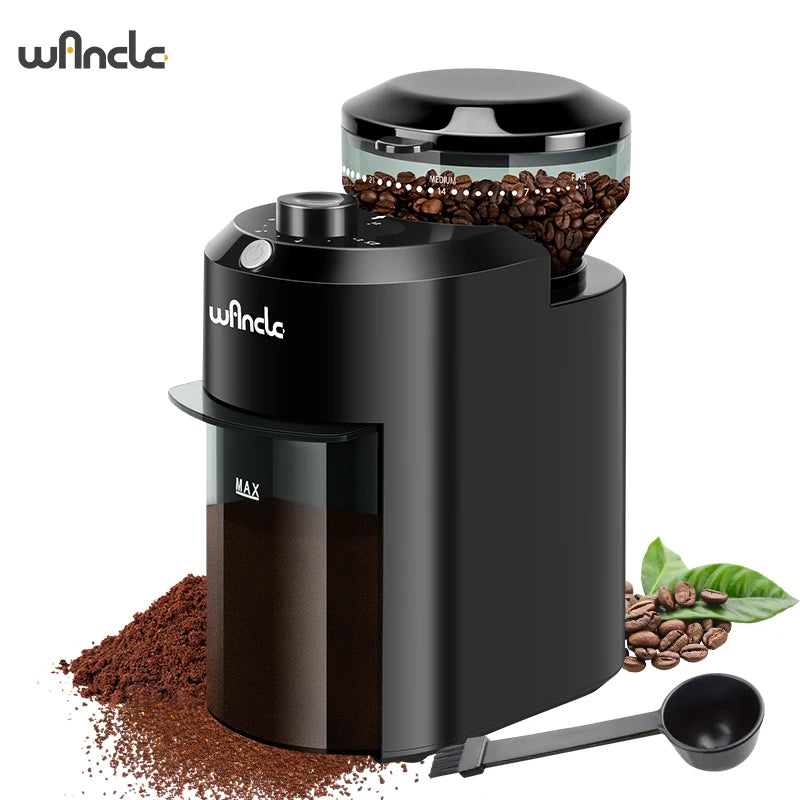 KIRAINAFLY Professional Electric Burr Coffee Grinder – 28-Level Flat Burr, 2–12 Cup Control