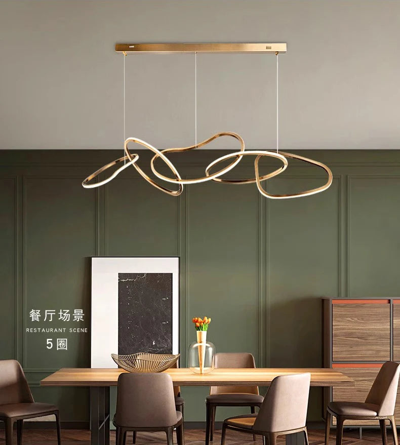 MZXFA Smart LED Pendant Light JLD0190 | Remote Dimmable, Modern Stainless Steel