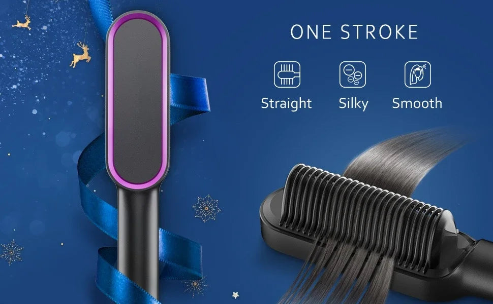 Thermostatic Hair Straightener Comb – 3-Minute Fast Styling Ionic Hot Brush