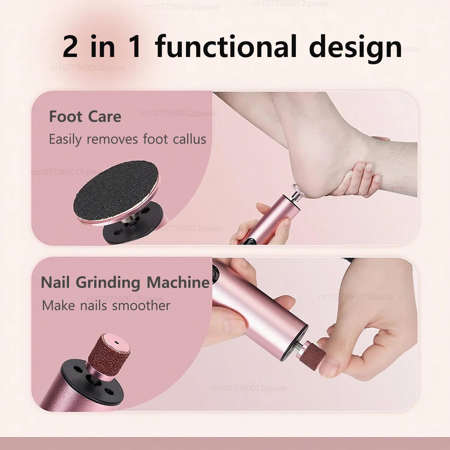 XMSJ 2-in-1 Electric Foot Callus Remover – Rechargeable Foot File & Nail Grinder with 9 Speeds