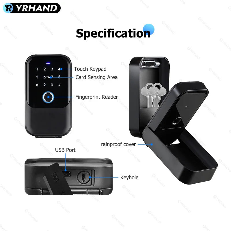 K5 Smart Key Lock Box – Fingerprint, Keypad & App Unlock (IP66, Tuya/TTLock)