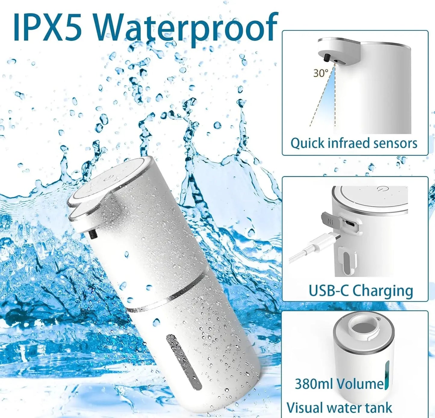 Touchless Automatic Foam Soap Dispenser – USB Rechargeable Infrared Hand Wash Dispenser