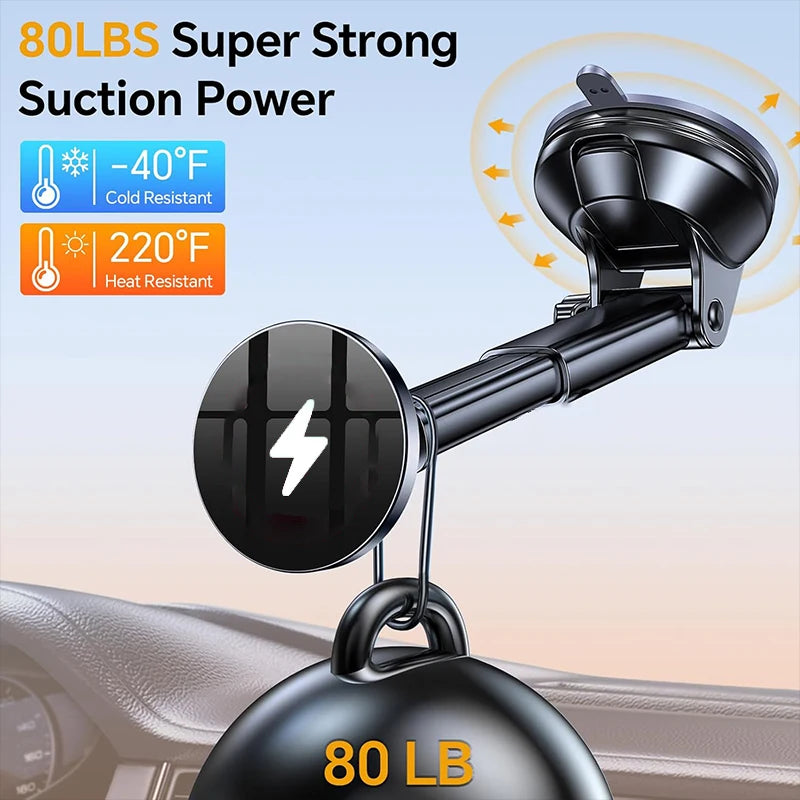 30W Magnetic Wireless Car Charger with Cooling Fan – Qi Fast Charging for iPhone