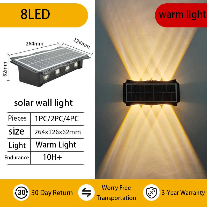 CHENBEN Solar LED Wall Light | IP65 Waterproof Outdoor Wall Lamp, Warm/RGB