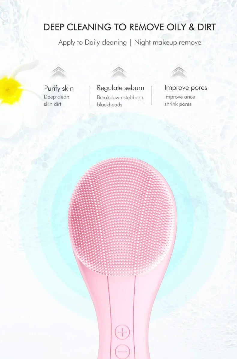Windaily Rechargeable Silicone Facial Cleansing Brush – IPX7 Waterproof Deep Clean Vibration Tool