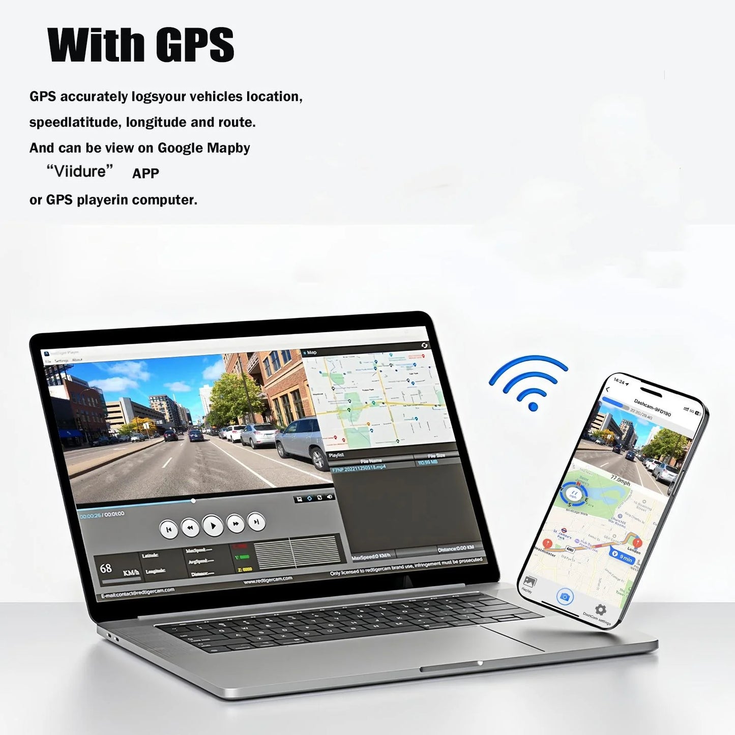 QOZ 4K Dual Lens Dash Cam – Front & Rear Car DVR with WiFi, Night Vision & Parking Monitor