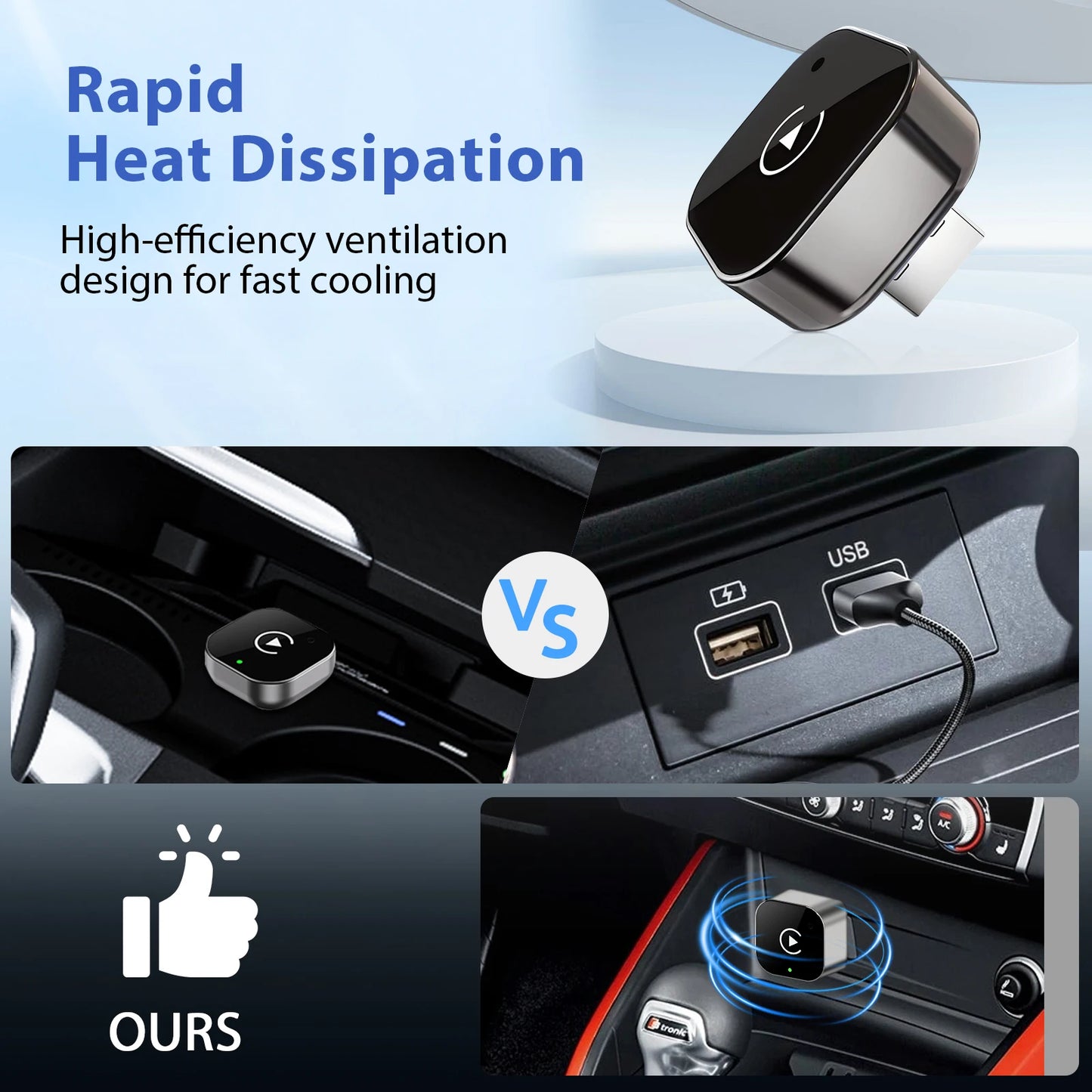 PIONRAY 2-in-1 Wireless CarPlay & Android Auto Adapter – Plug & Play 5.8GHz WiFi