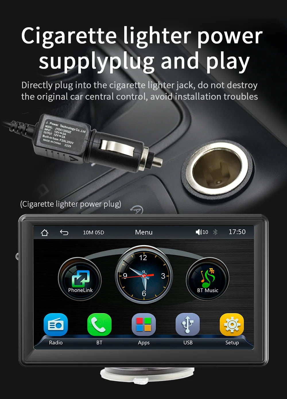 BQCC 7” Portable Wireless CarPlay & Android Auto MP5 Car Playe