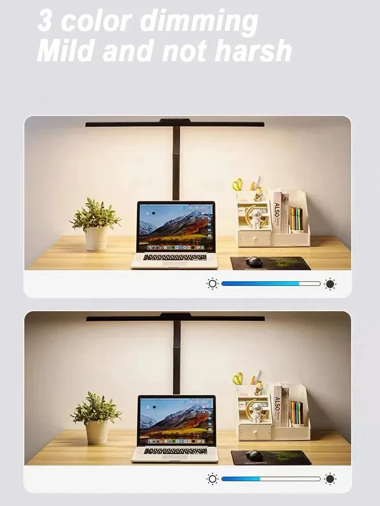 ALTCHIHYQ Double-Head LED Desk Lamp | 80cm Wide, Remote Control, 5-Level Dimming