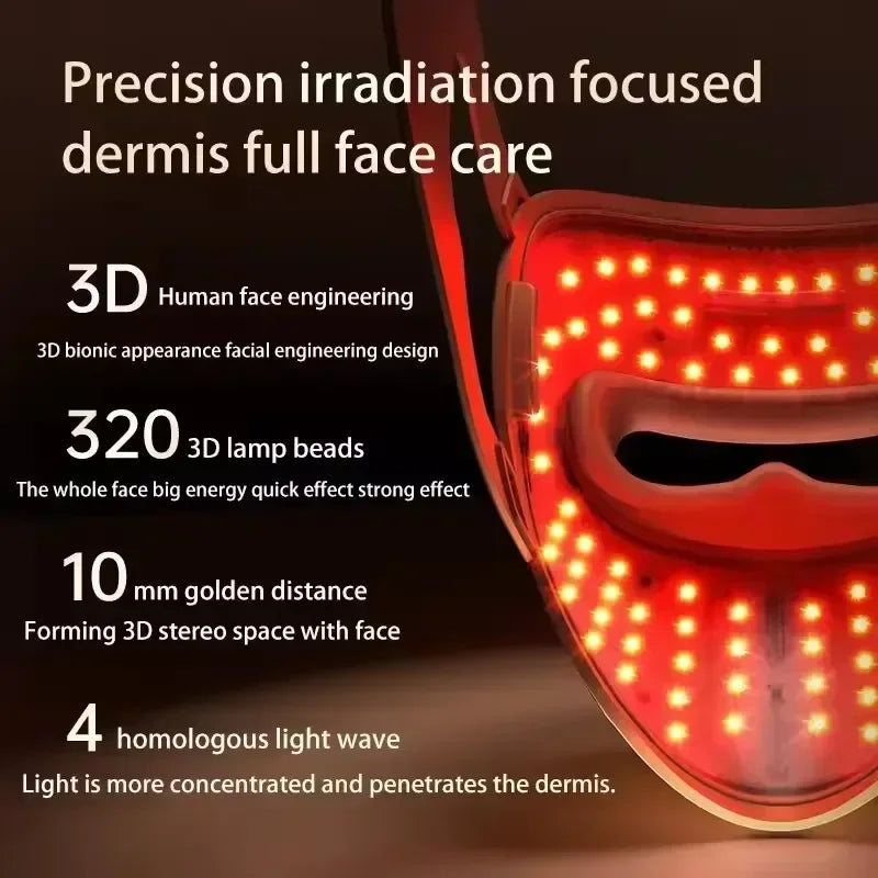 3D Silicone LED Face Mask with Red & Near-Infrared Light – USB Rechargeable Skincare Beauty Device