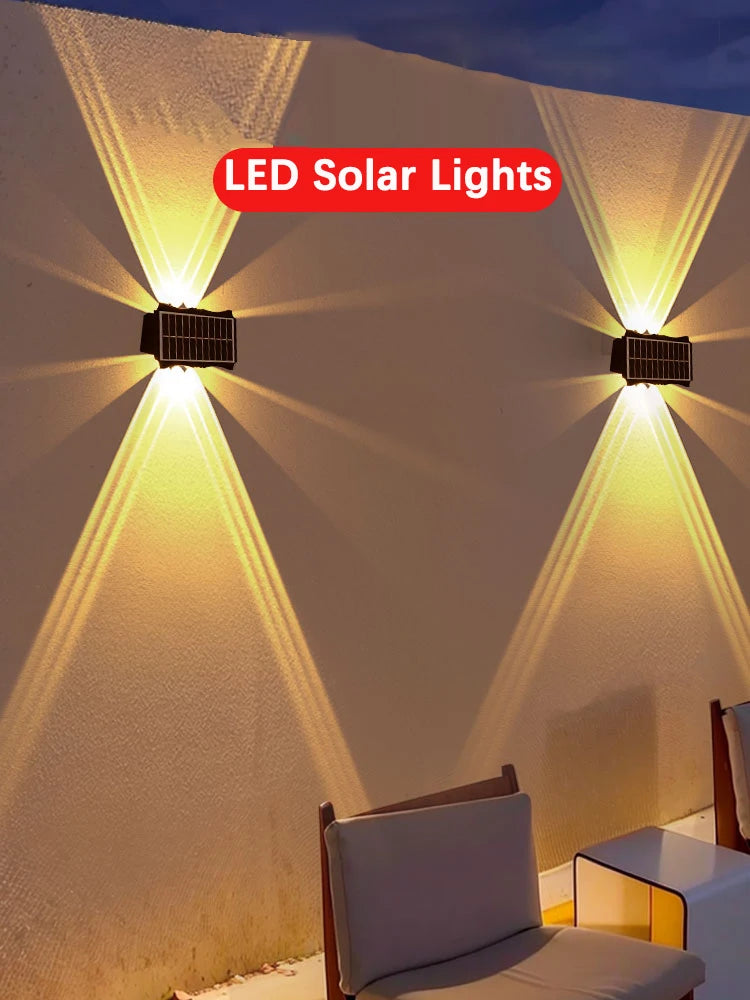 CHENBEN Solar LED Wall Light | IP65 Waterproof Outdoor Wall Lamp, Warm/RGB