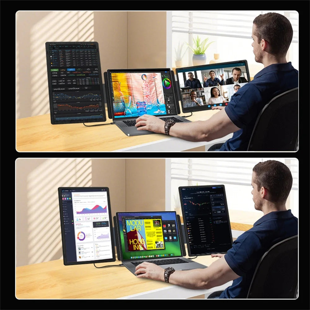 Rospider 14″ Portable Monitor – IPS Type-C, 1920×1080, Rotatable Swivel Display
