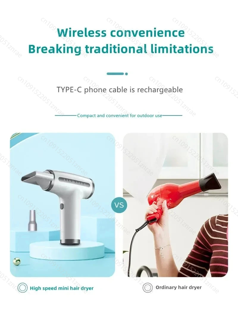 CHUBAN 4-in-1 Wireless Hair Dryer – USB Rechargeable Ionic Travel Blower