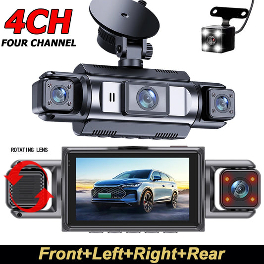 ETYMOOFOX 4-Channel 1080P Dash Cam – Front, Rear, Left & Right Cameras with 360° Coverage