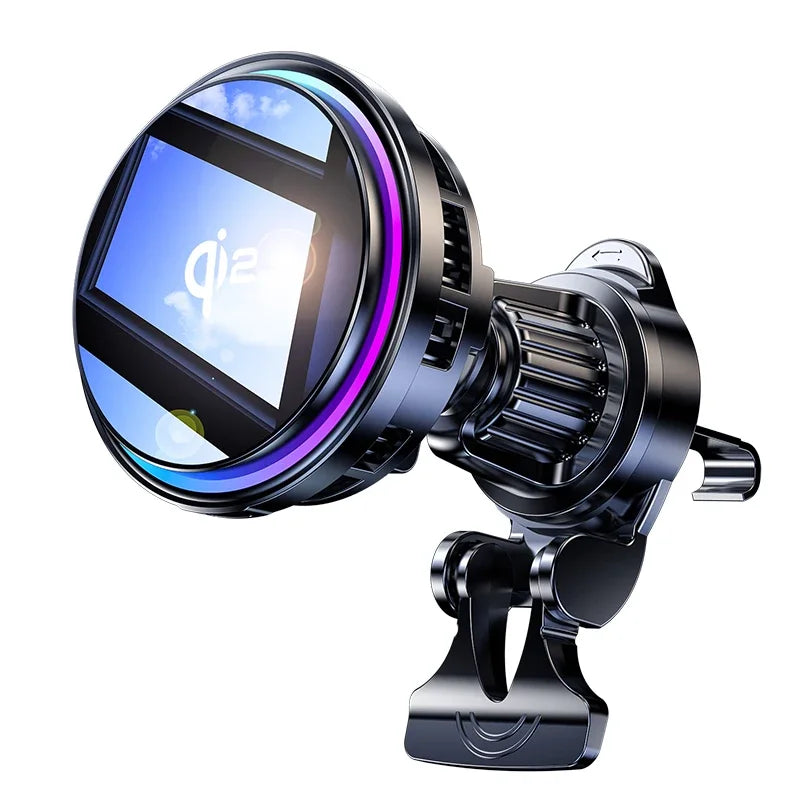 VIKEFON MagSafe Car Mount Charger 30W with Dual Cooling & LED Lights for iPhone