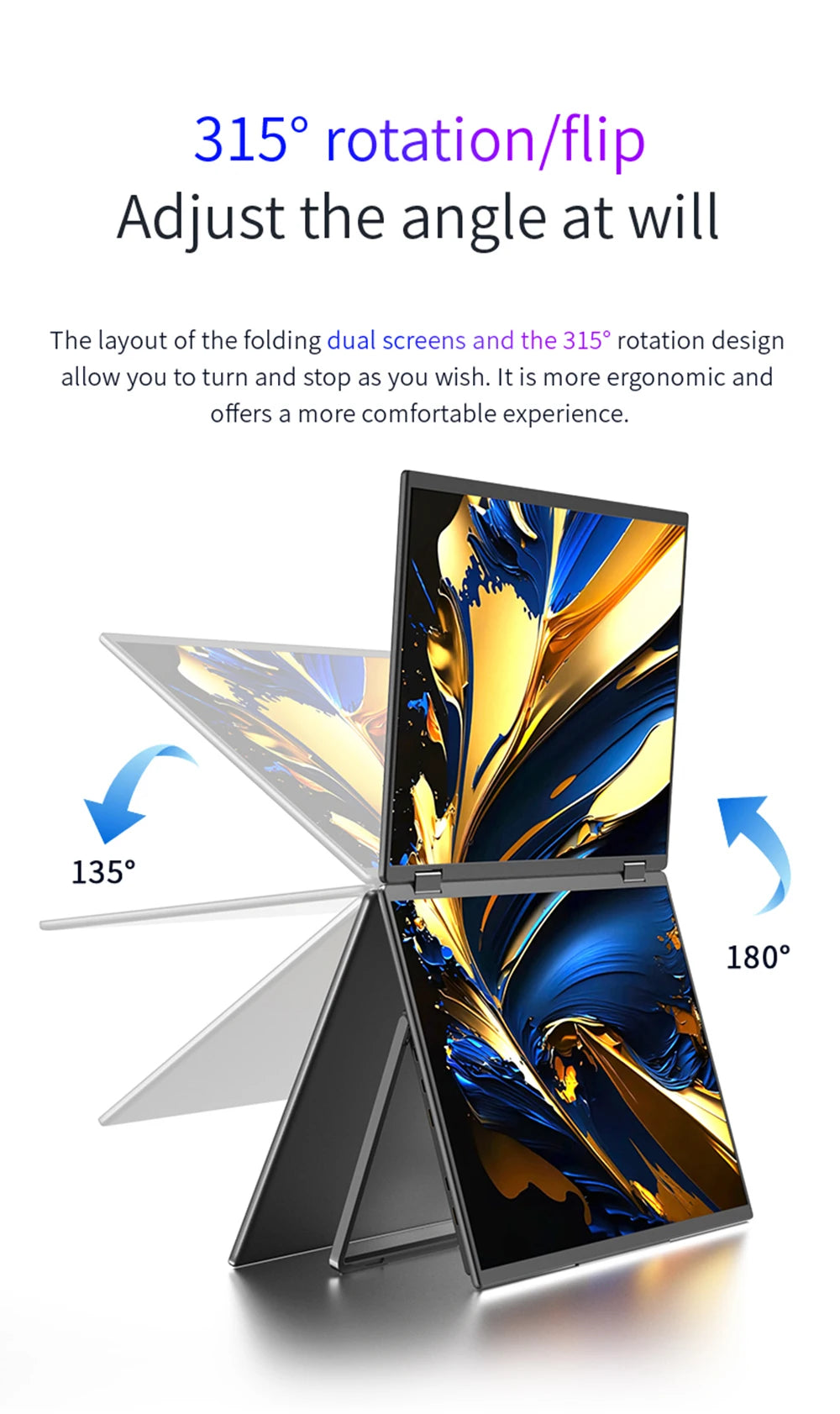 SIBOLAN 16 Inch Dual Screen Laptop Extender | 2.5K 1600P IPS | USB-C HDMI Portable Monitor