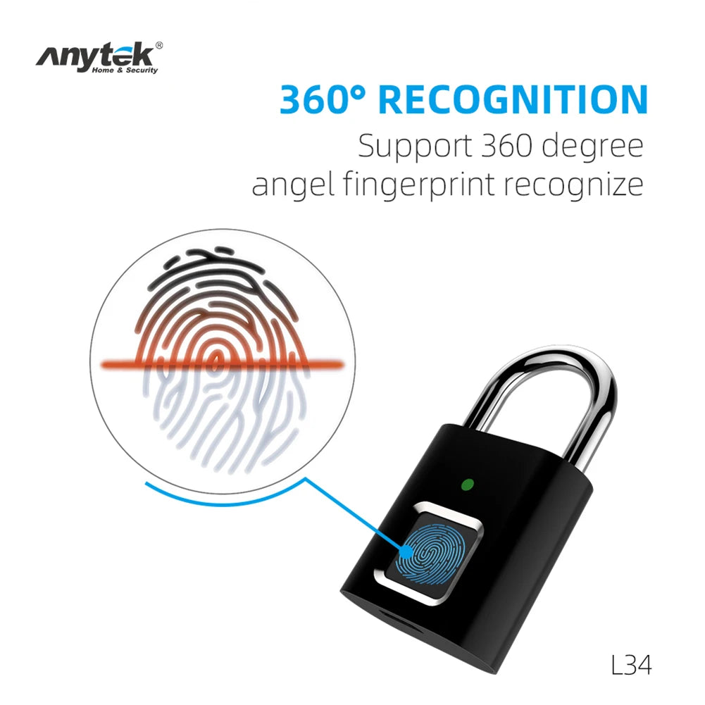 Biometric Fingerprint Padlock – Portable Keyless Lock for Locker & Luggage