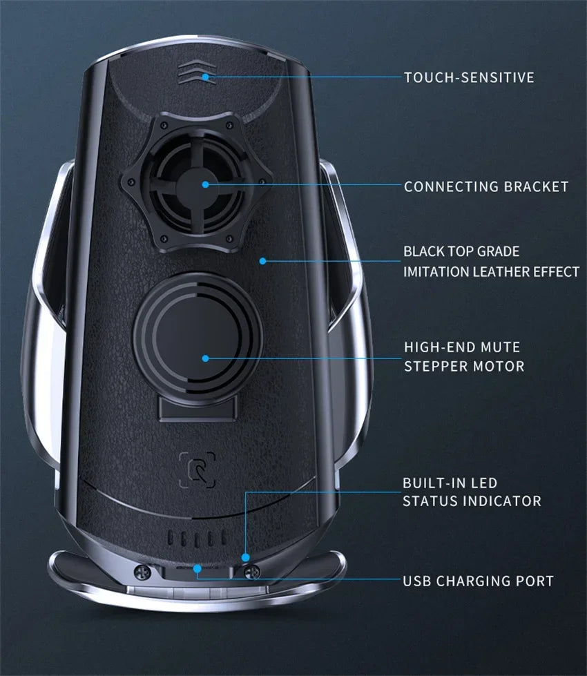 VIKEFON Qi 100W Wireless Car Fast Charger with Cooling Fan & One-Hand Operation