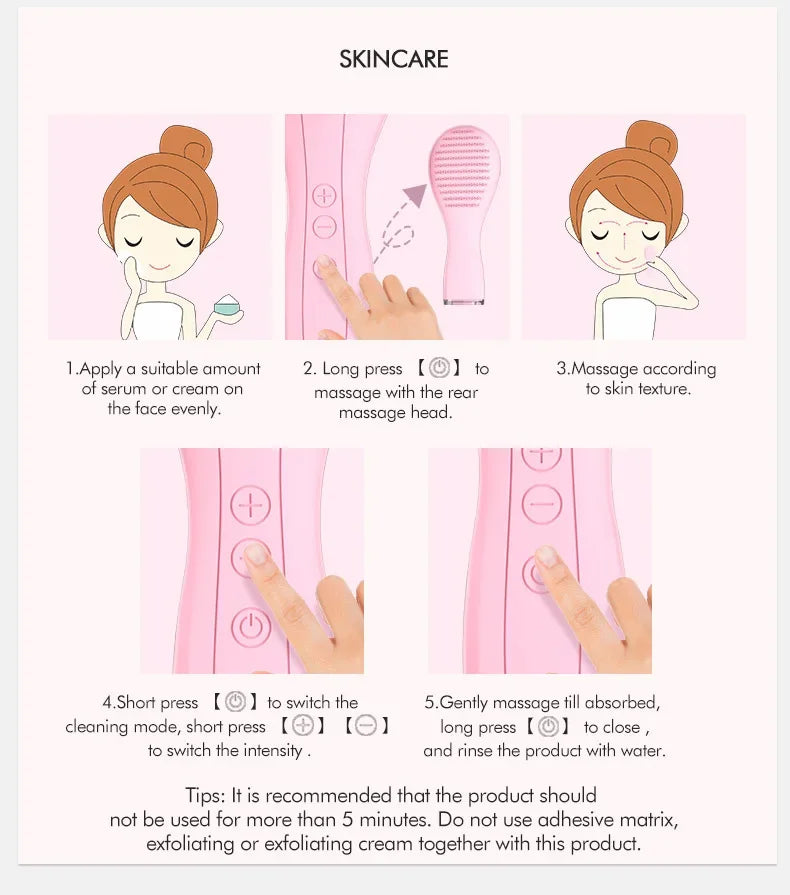 Windaily Rechargeable Silicone Facial Cleansing Brush – IPX7 Waterproof Deep Clean Vibration Tool