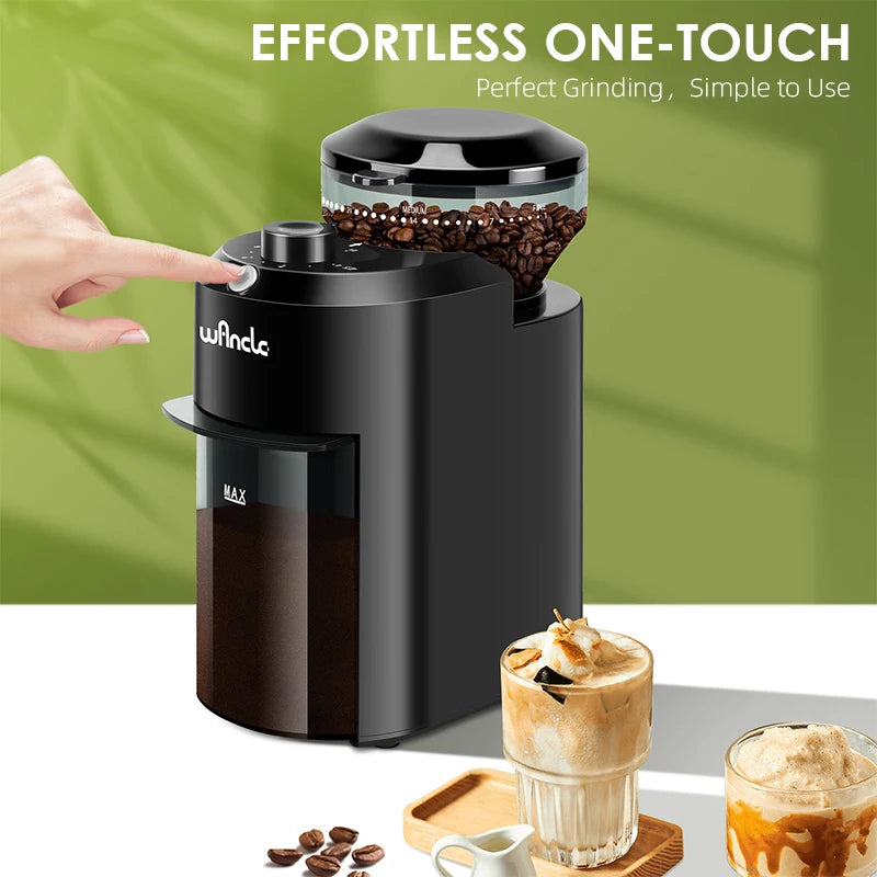 KIRAINAFLY Professional Electric Burr Coffee Grinder – 28-Level Flat Burr, 2–12 Cup Control