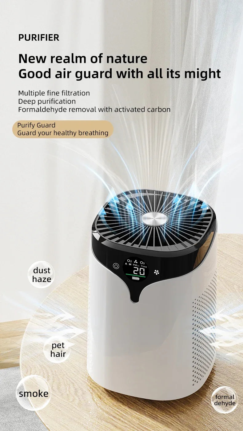 Mini Air Purifier for Bedroom & Office – K10 Ionizer, Formaldehyde Removal, Low Noise