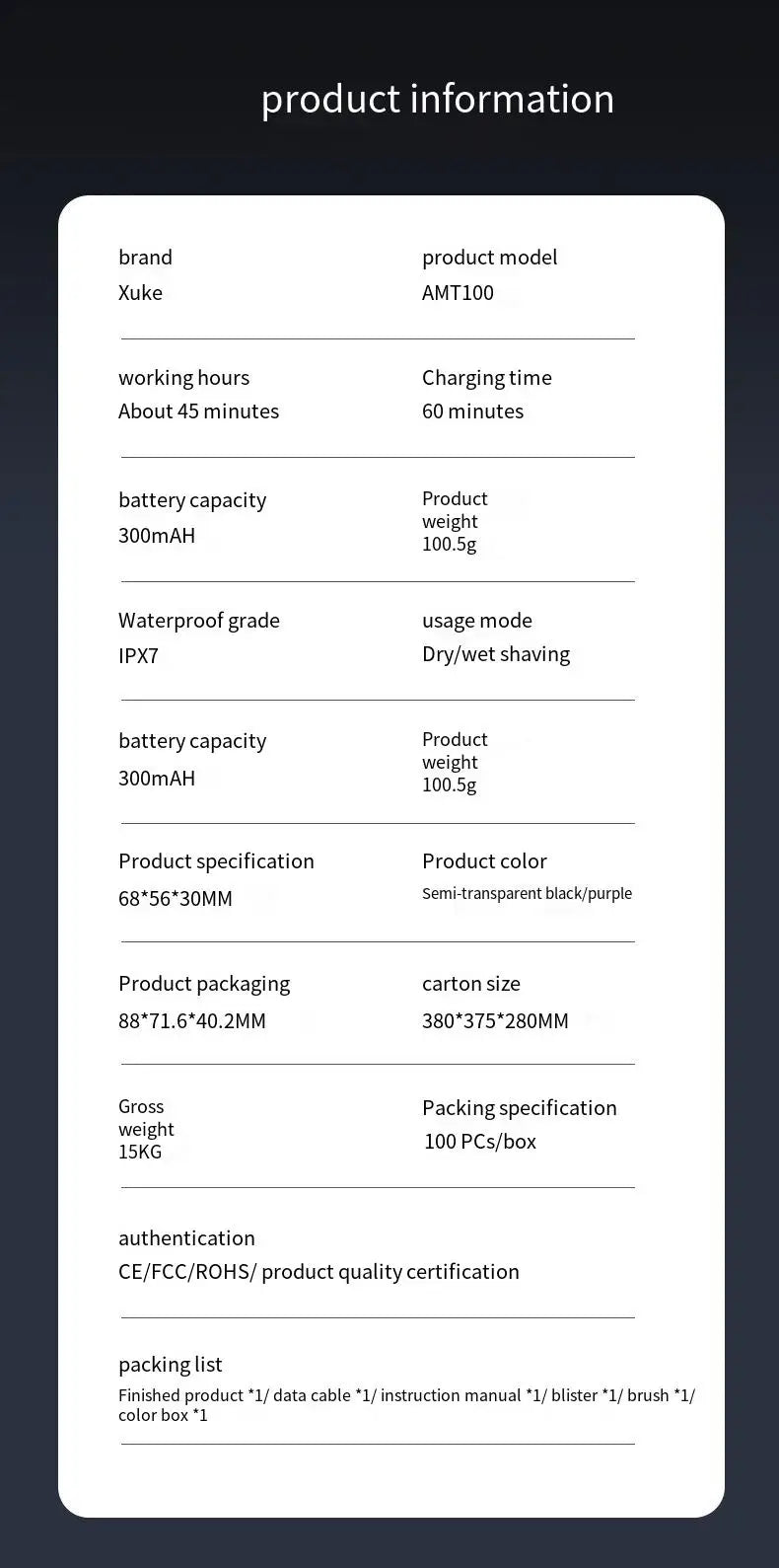 DUTRIEUX AMT1000 Rotary Electric Shaver – Waterproof Rechargeable Men’s Shaver
