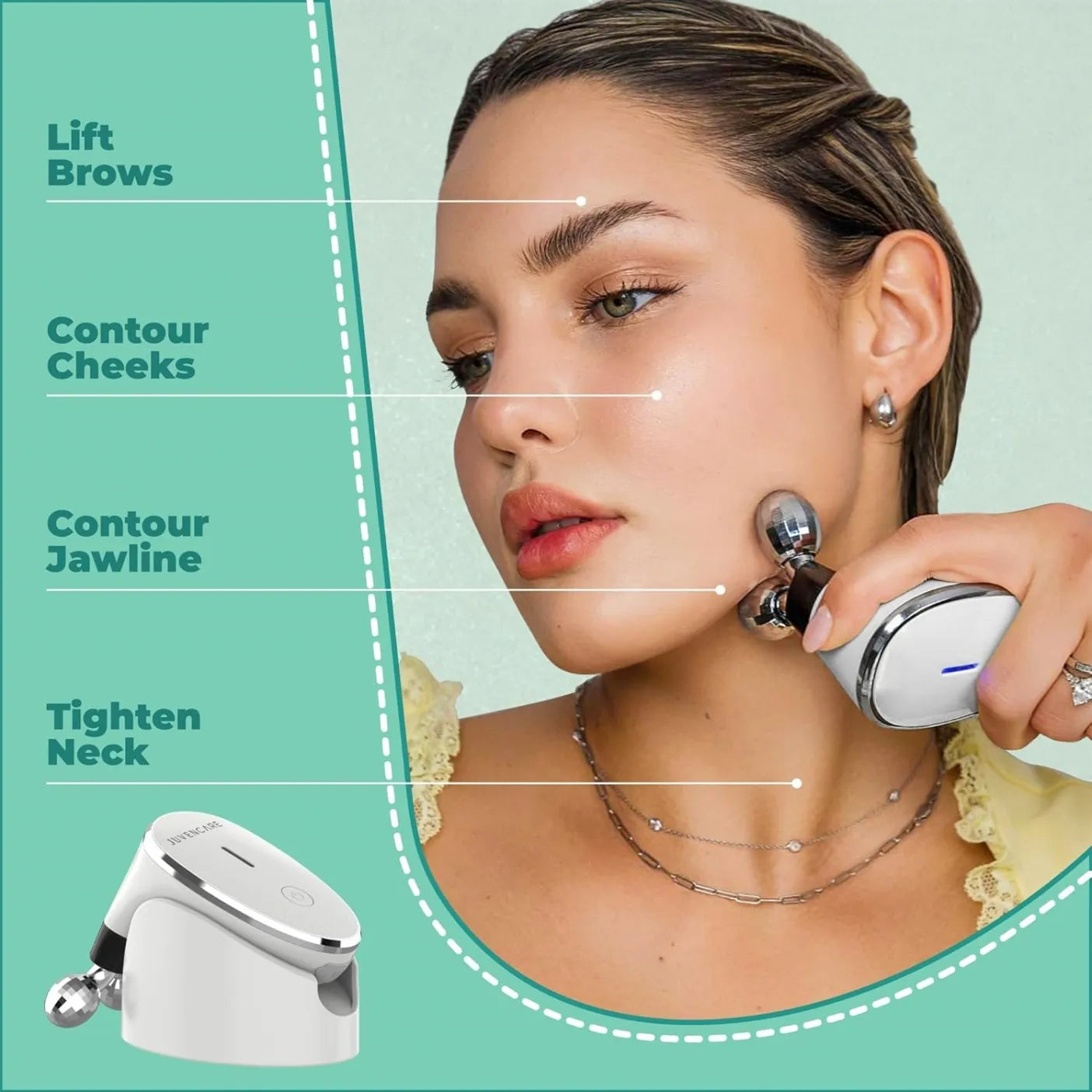 GYLOV Microcurrent Facial Massager – EMS Face Roller for Lifting & Glow