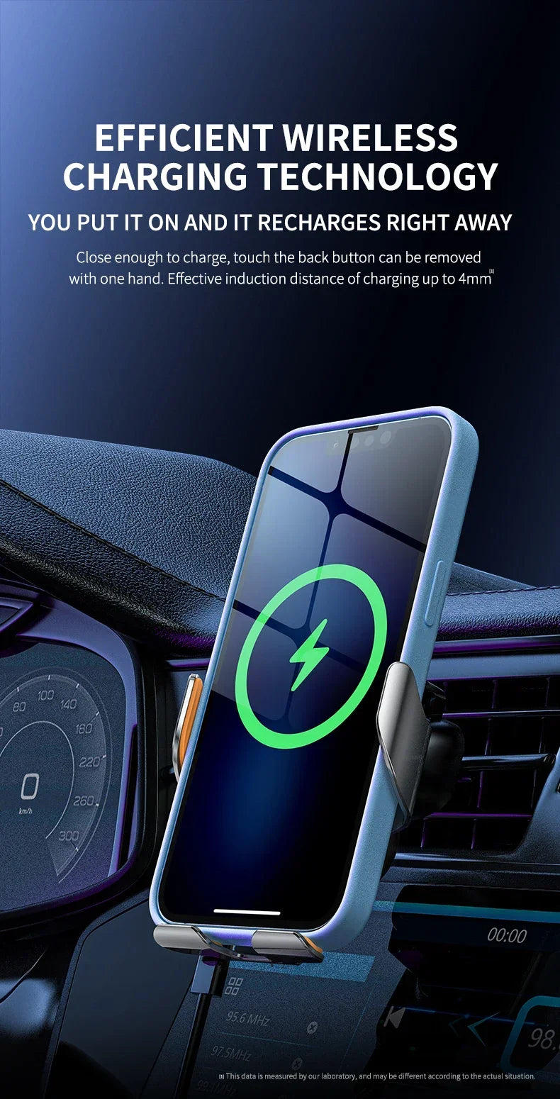 VIKEFON Qi Wireless Car Charger – One-Hand Auto Clamp with Cooling Fan