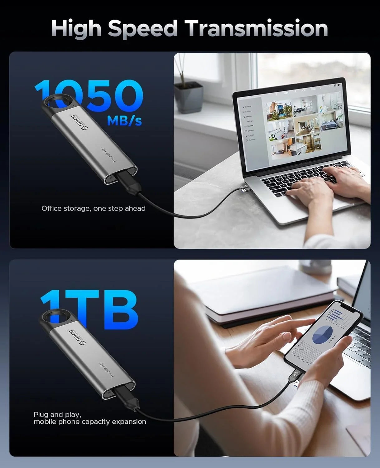 ORICO C10 / C5 USB 3.2 Portable SSD – 10Gbps High-Speed External Drive for Laptop & Desktop