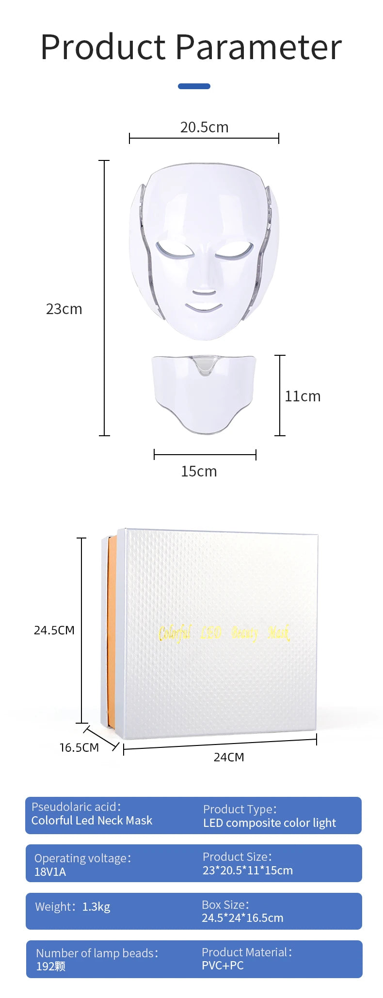 Pyeeyan 7-Color LED Face & Neck Mask – USB Powered Full-Spectrum Skincare Beauty Device