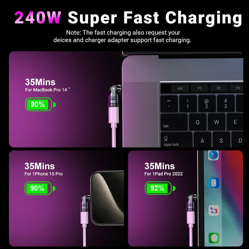 Magnetic Type-C Adapter 9-Pin | PD 240W Fast Charge & Data Transmission