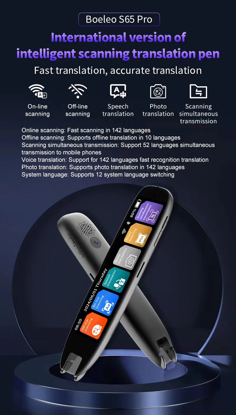 S65 Pro Portable Voice Translation Device | Real-Time Multilingual Translator
