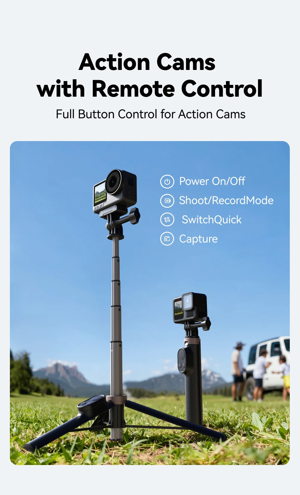 Long-Range 80m Remote Selfie Stick Tripod for Action Cameras & Phones