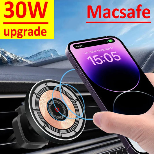 VIKEFON 30W Magnetic Wireless Car Charger with Vent Mount for iPhone