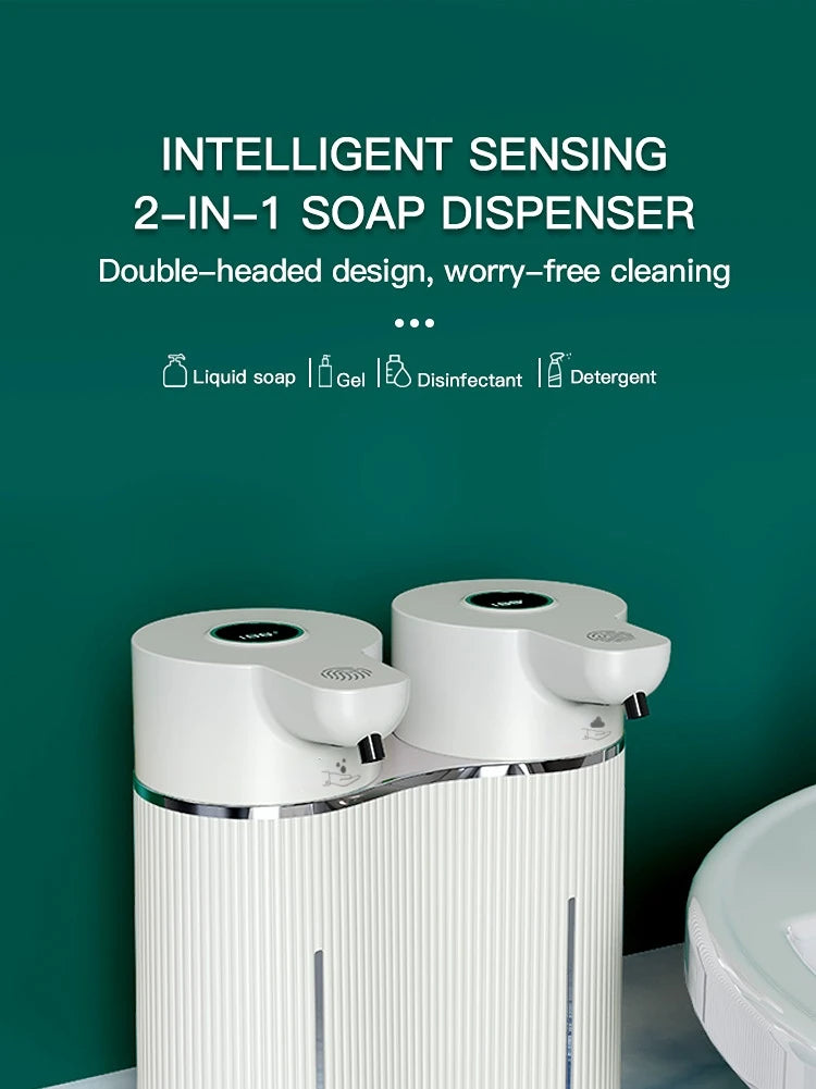 Double-Head Automatic Soap Dispenser – Touchless Foam & Liquid Smart Dispenser 800ml