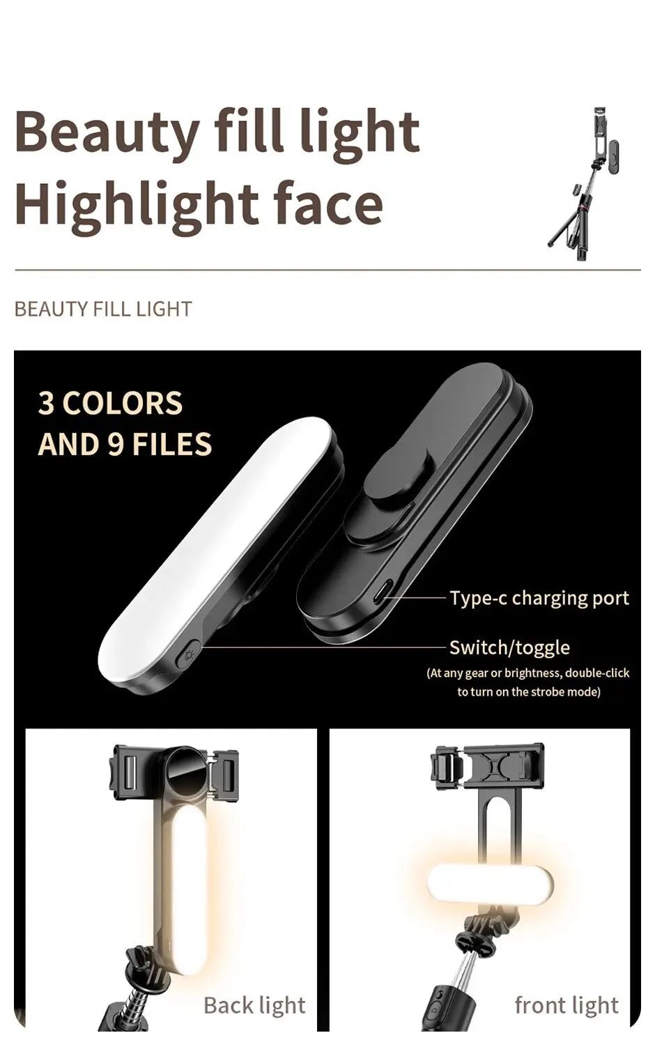 L15 Foldable Bluetooth Selfie Stick with Wireless Remote