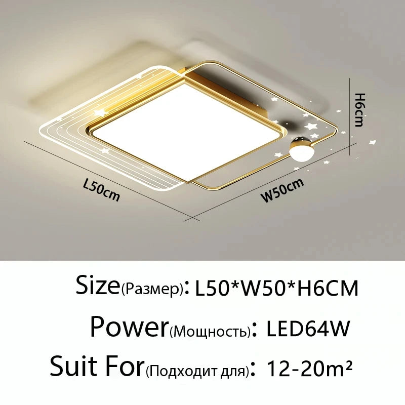 AuroraRealm Modern Ceiling Light with Remote | Gold LED Ceiling Lamp, 90–260V