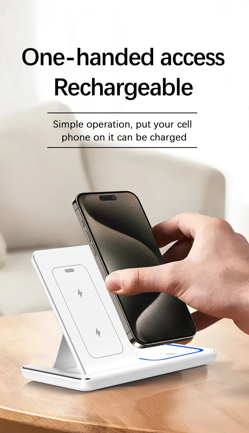 3-in-1 Foldable Fast Wireless Charger for iPhone, Watch & AirPods